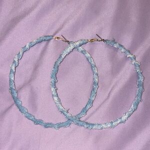 Blue Denim Hoop Earrings